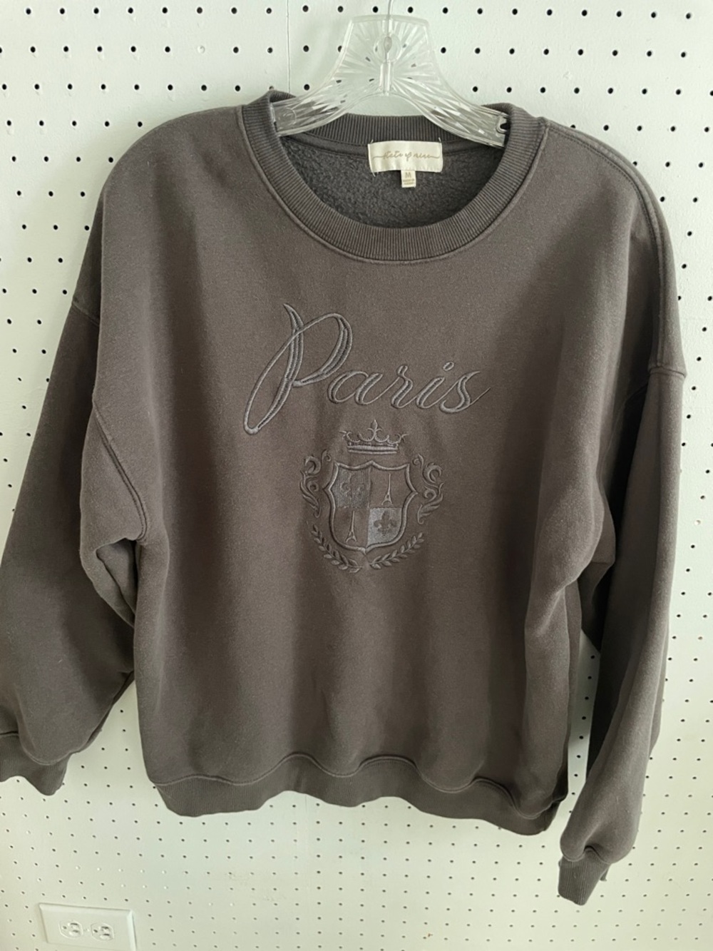 Paris Embroidered Crewneck Sweatshirt - Taupe